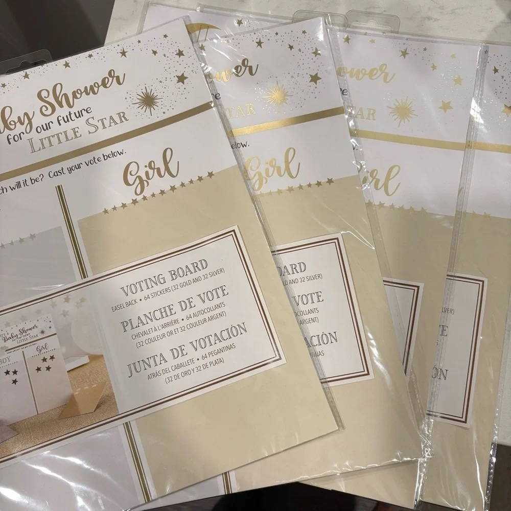 Baby Shower Gender Reveal Voting Board - Gold and Silver